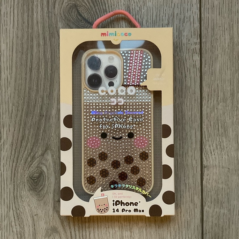 iPhone 14 Pro Max Phone Case MimiCoco Bling Crystal Boba Tea Coco CUTE! NWT